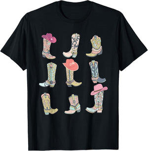 Cowgirl Boots Let's Go Girls Howdy Western Cowgirl Cowboy T-Shirt - T-Shirt | Black