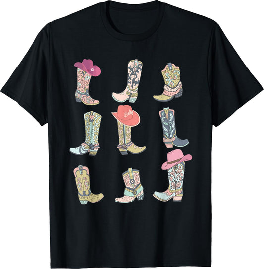 Cowgirl Boots Let's Go Girls Howdy Western Cowgirl Cowboy T-Shirt - T-Shirt | Black