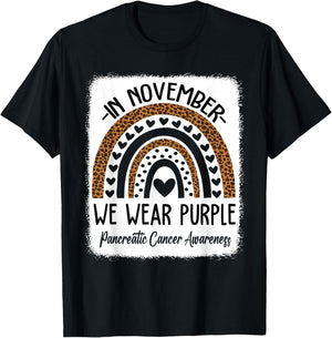 Rainbow November We Wear Purple Pancreatic Cancer Awareness T-Shirt - T-Shirt | Black
