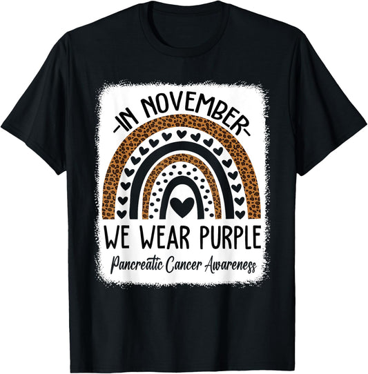 Rainbow November We Wear Purple Pancreatic Cancer Awareness T-Shirt - T-Shirt | Black