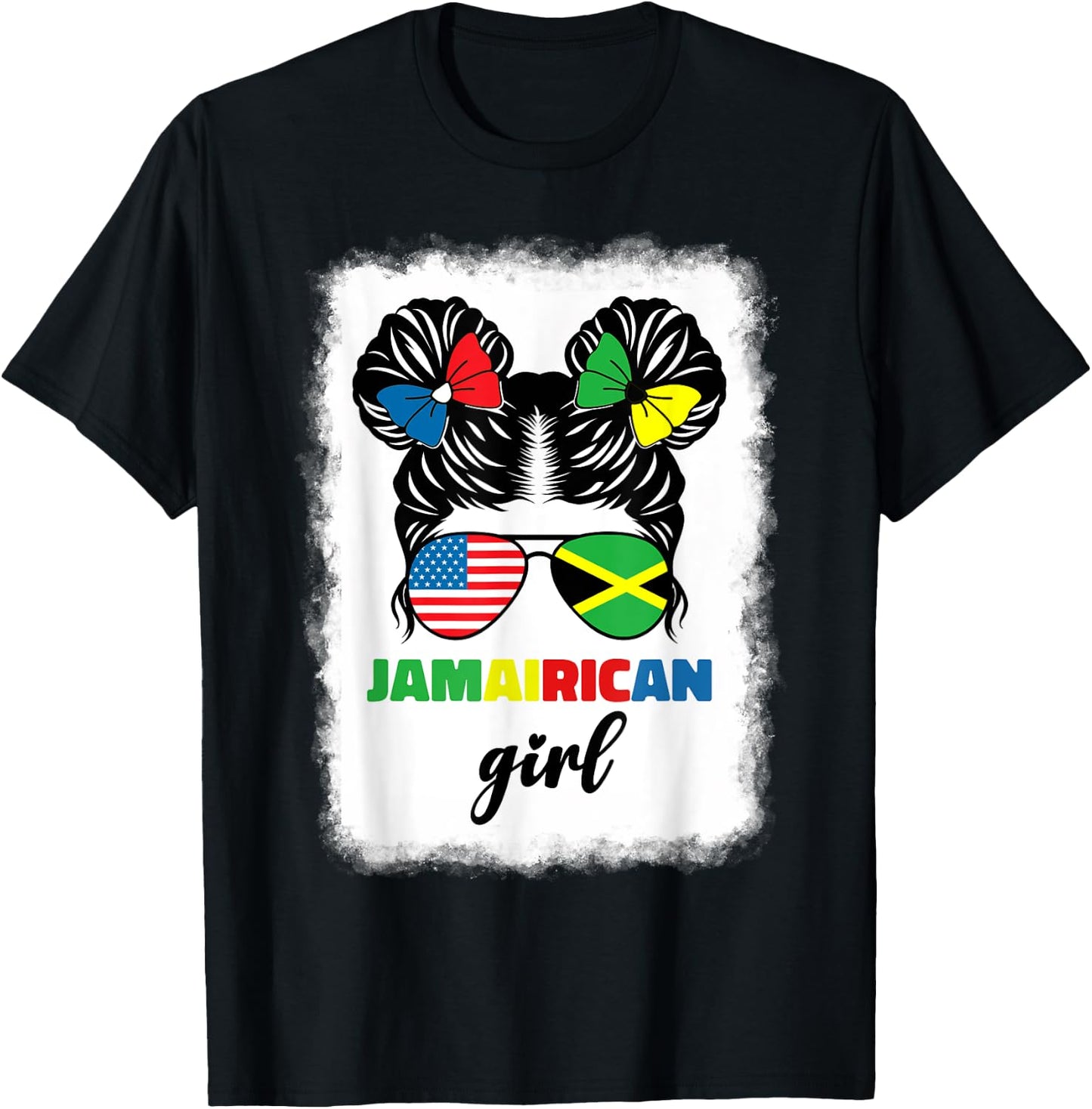 Half American Jamaican America Jamaica Flag Kids Jamairican T-Shirt - T-Shirt | Black