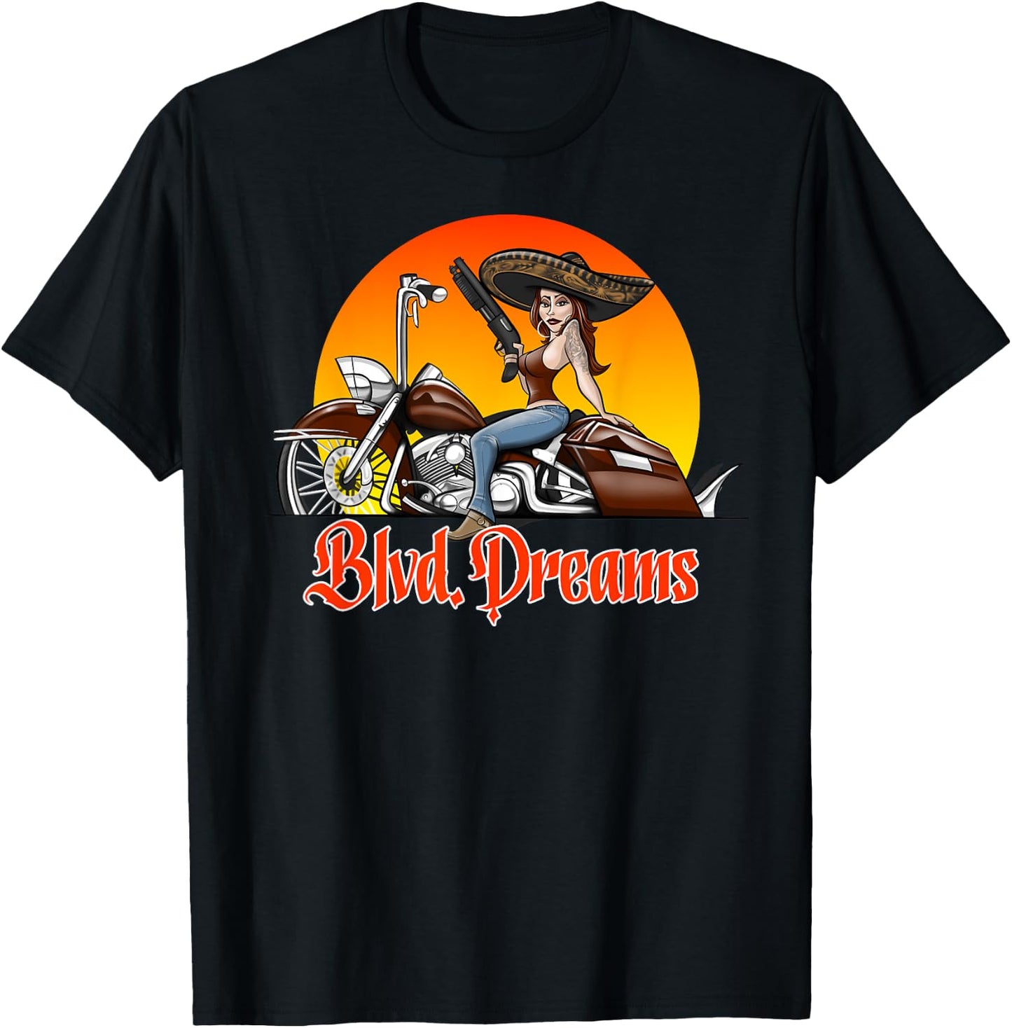 Lowrider Motorcycle Blvd. Dreams T-Shirt - T-Shirt | Black