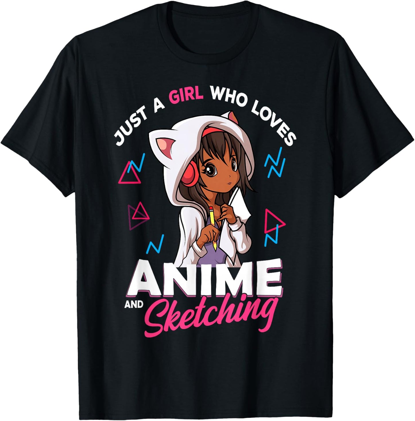 Just A Girl Who Loves Anime and Sketching Anime Merch Stuff T-Shirt - T-Shirt | Black