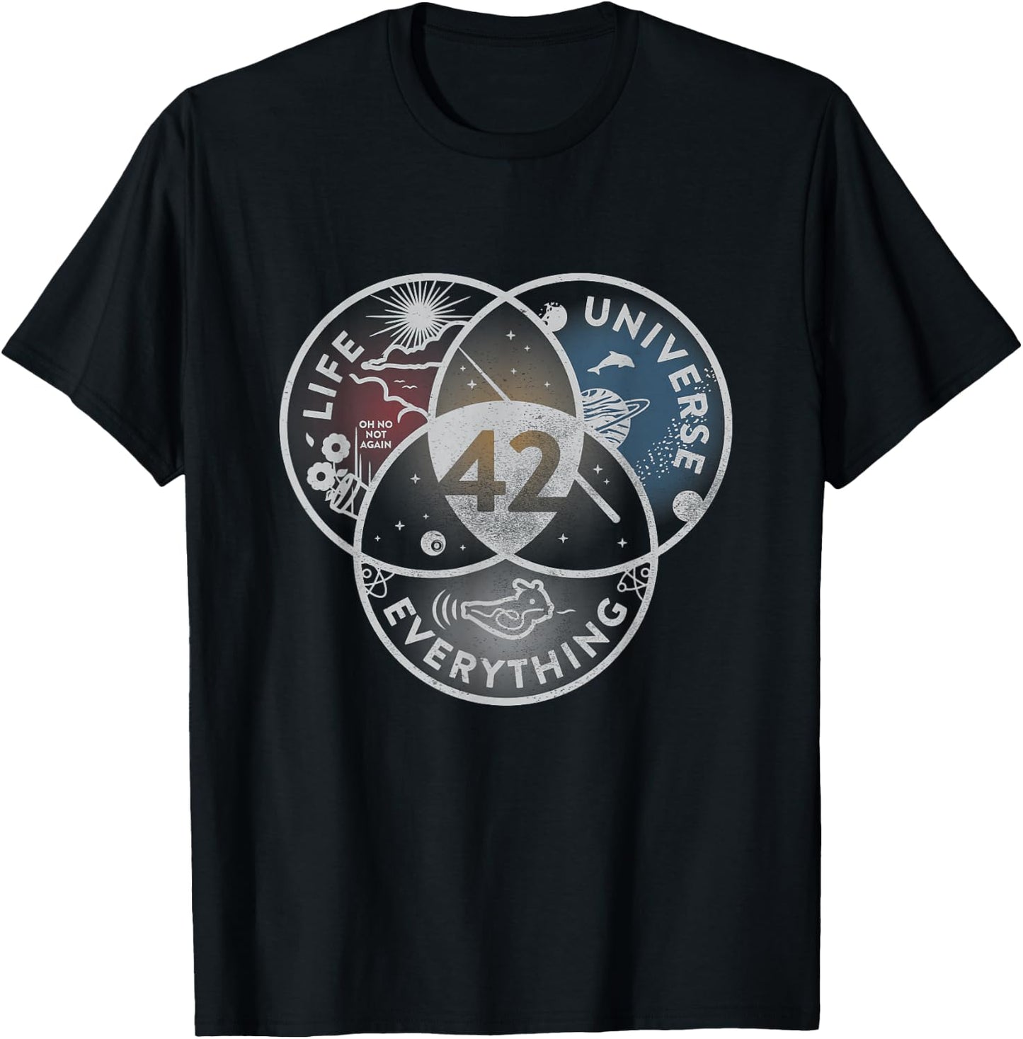 Venn Diagram Life The Universe and Everything - 42 Life T-Shirt - T-Shirt | Black
