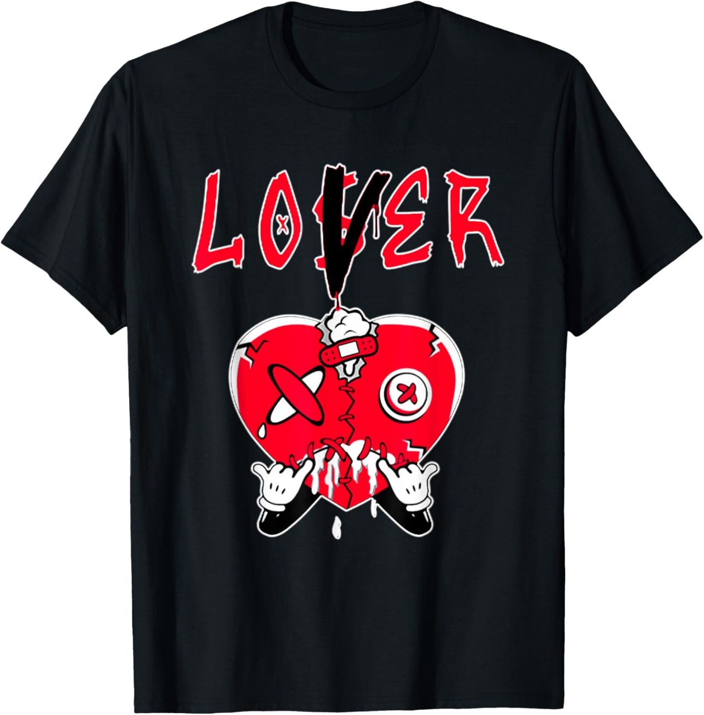 Loser Red To Match Loser Lover Heart 5 Racer Red Drip T-Shirt - T-Shirt | Black
