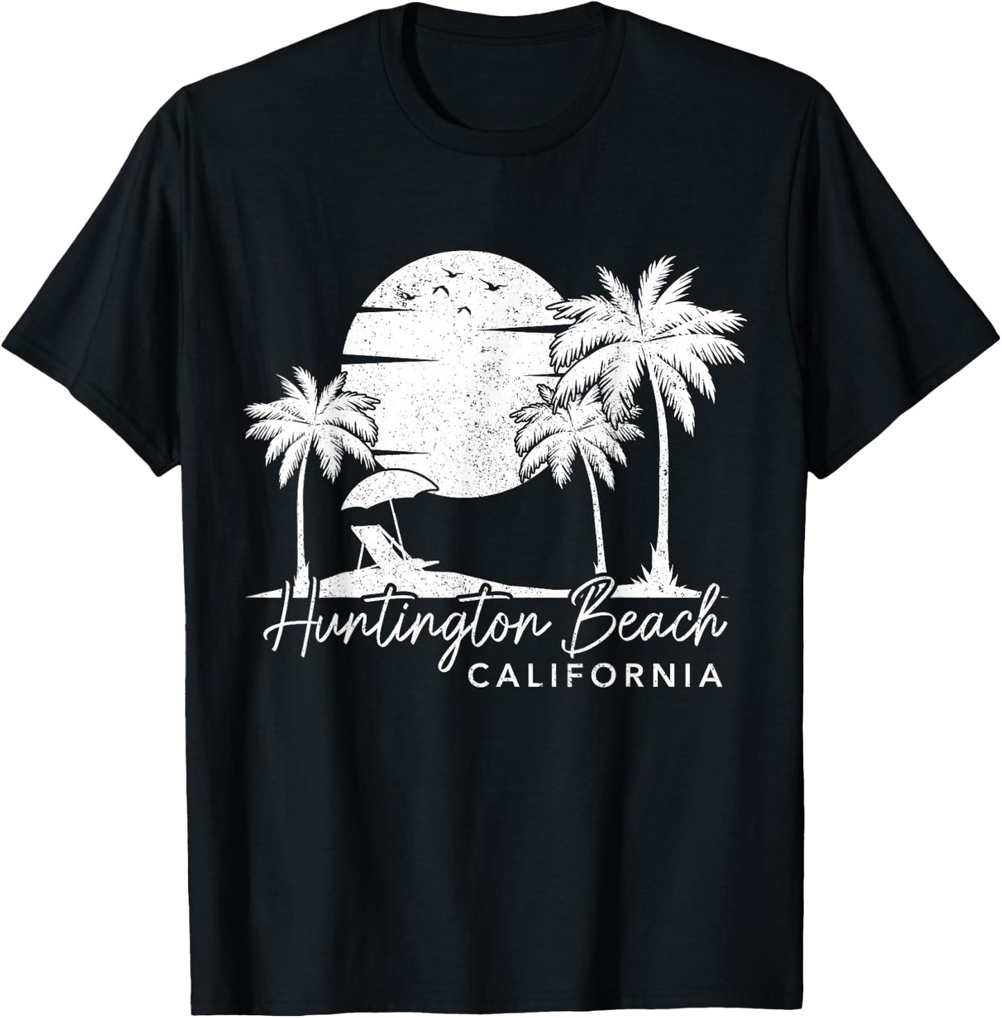 Huntington Beach California CA Vintage Sunset Surfer Retro T-Shirt - T-Shirt | Black