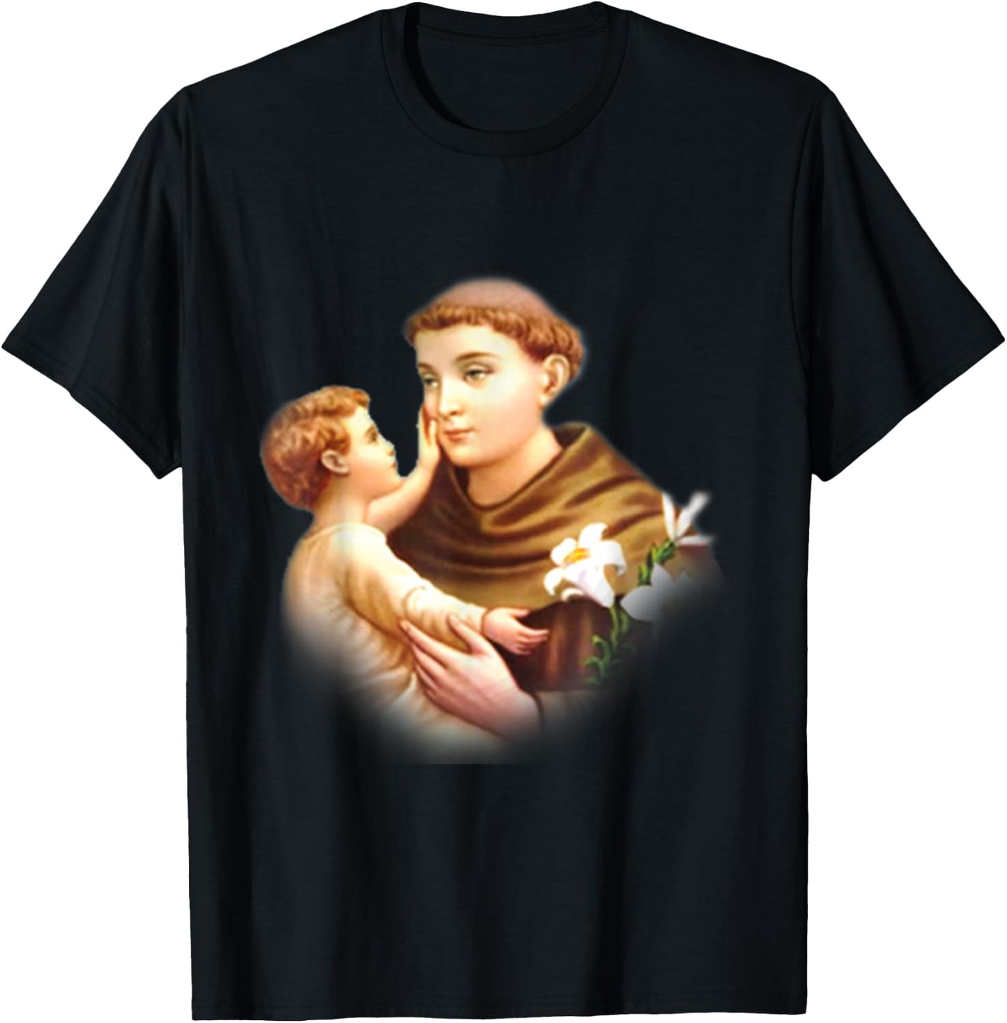 St Anthony of Padua Vintage Catholic Saint Infant Jesus T-Shirt - T-Shirt | Black