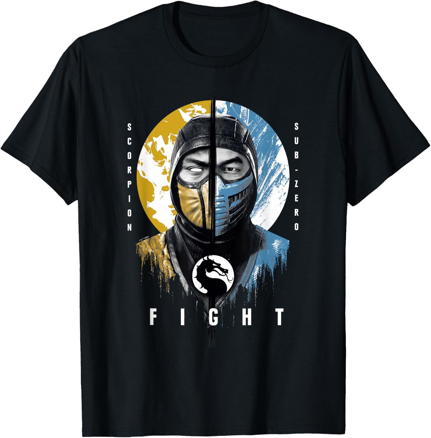 Mortal Kombat Klassic Scorpion Vs Sub-Zero Fight Portrait T-Shirt - T-Shirt | Black