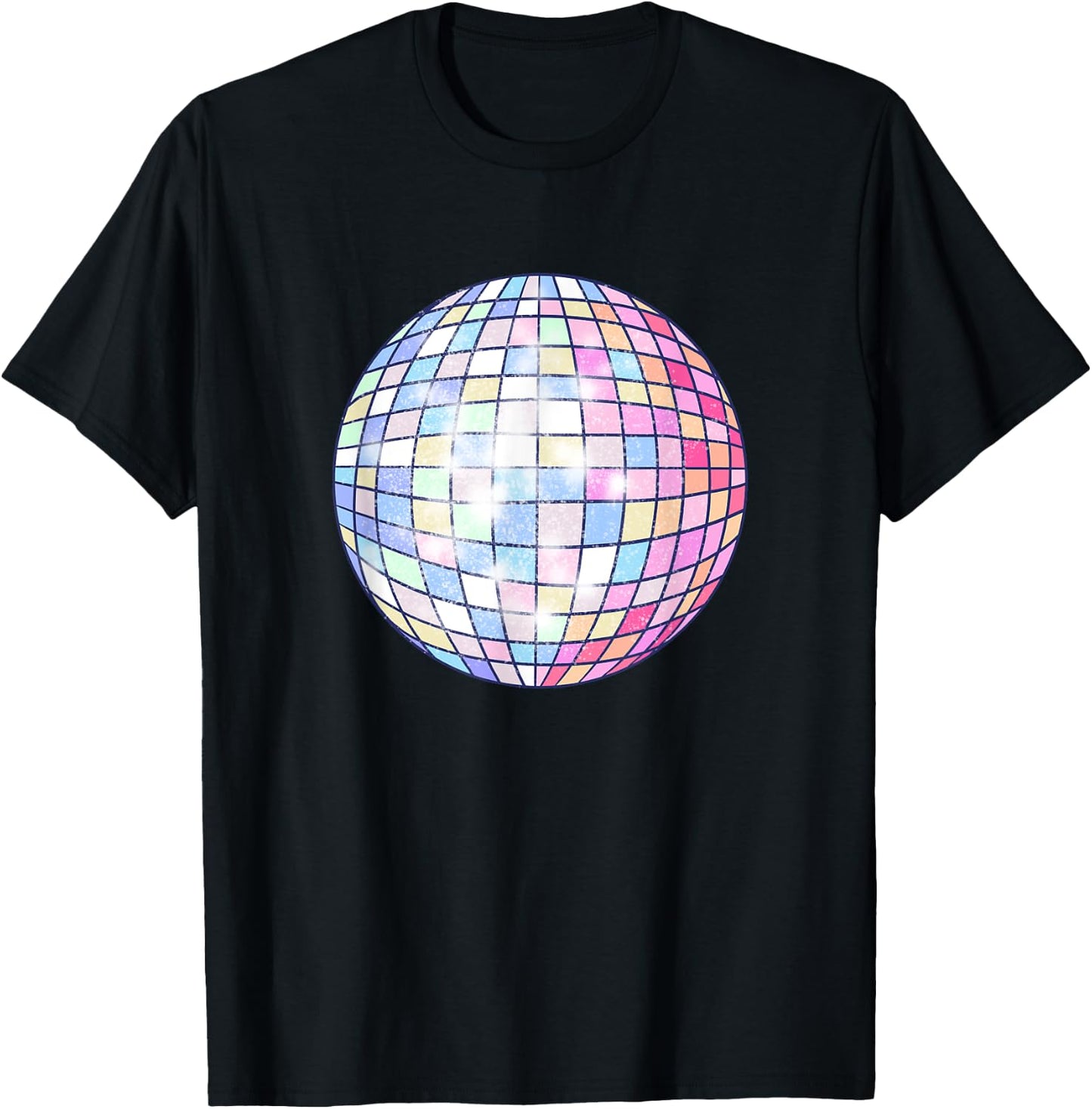 Colorful Disco Mirror Ball 1970s Retro 70s Dance Party T-Shirt - T-Shirt | Black