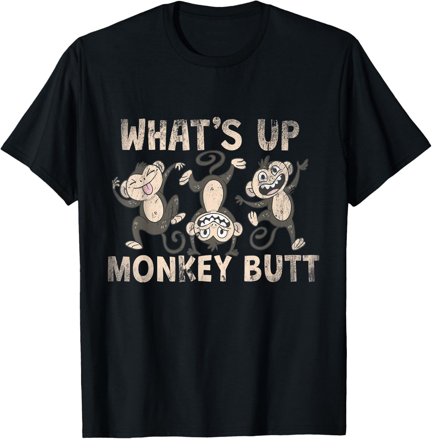 Funny Sup Monkey Butt T-Shirt - T-Shirt | Black