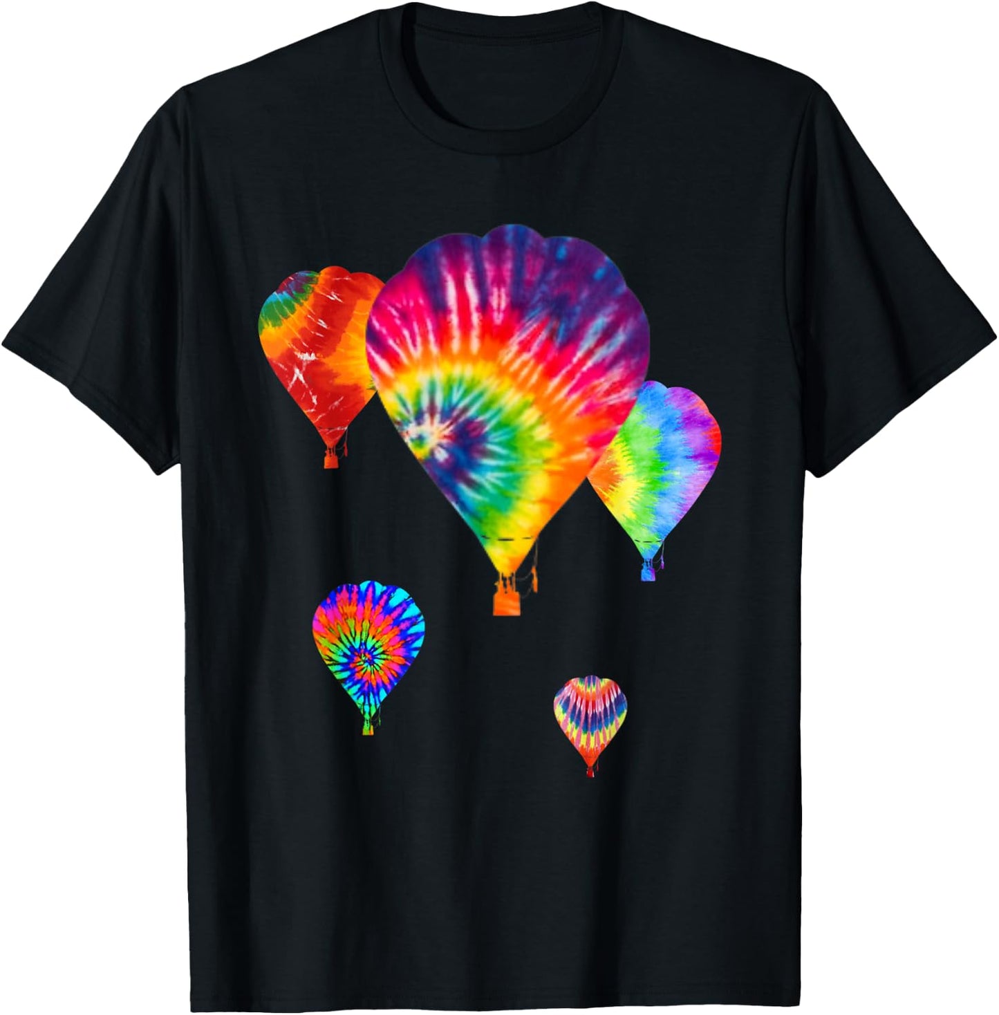Love Hot Air Balloon, Tiedye Ballooning Hobby Wear Dark T-Shirt - T-Shirt | Black