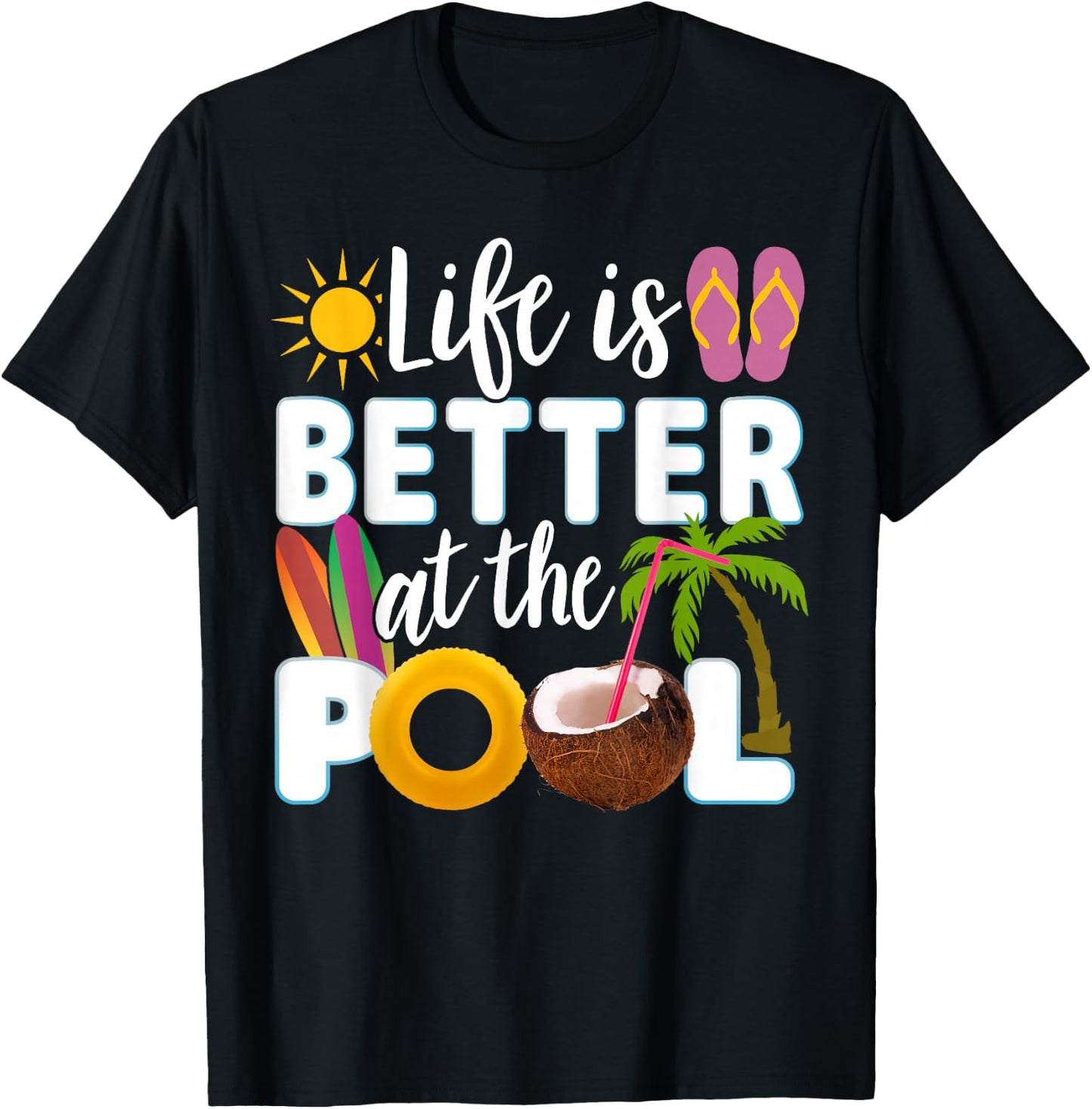 Das Leben ist besser beim Pool T-Shirt - T-Shirt | Black