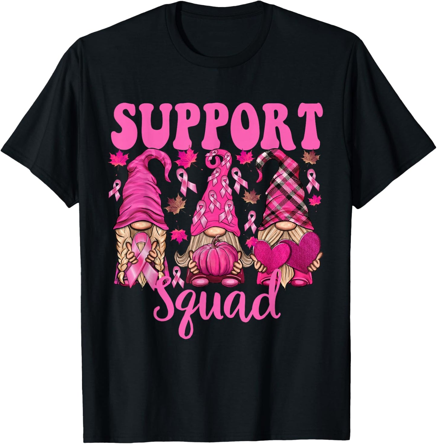 Breast Cancer Shirt Gnomes Support Squad Gnomies T-Shirt - T-Shirt | Black