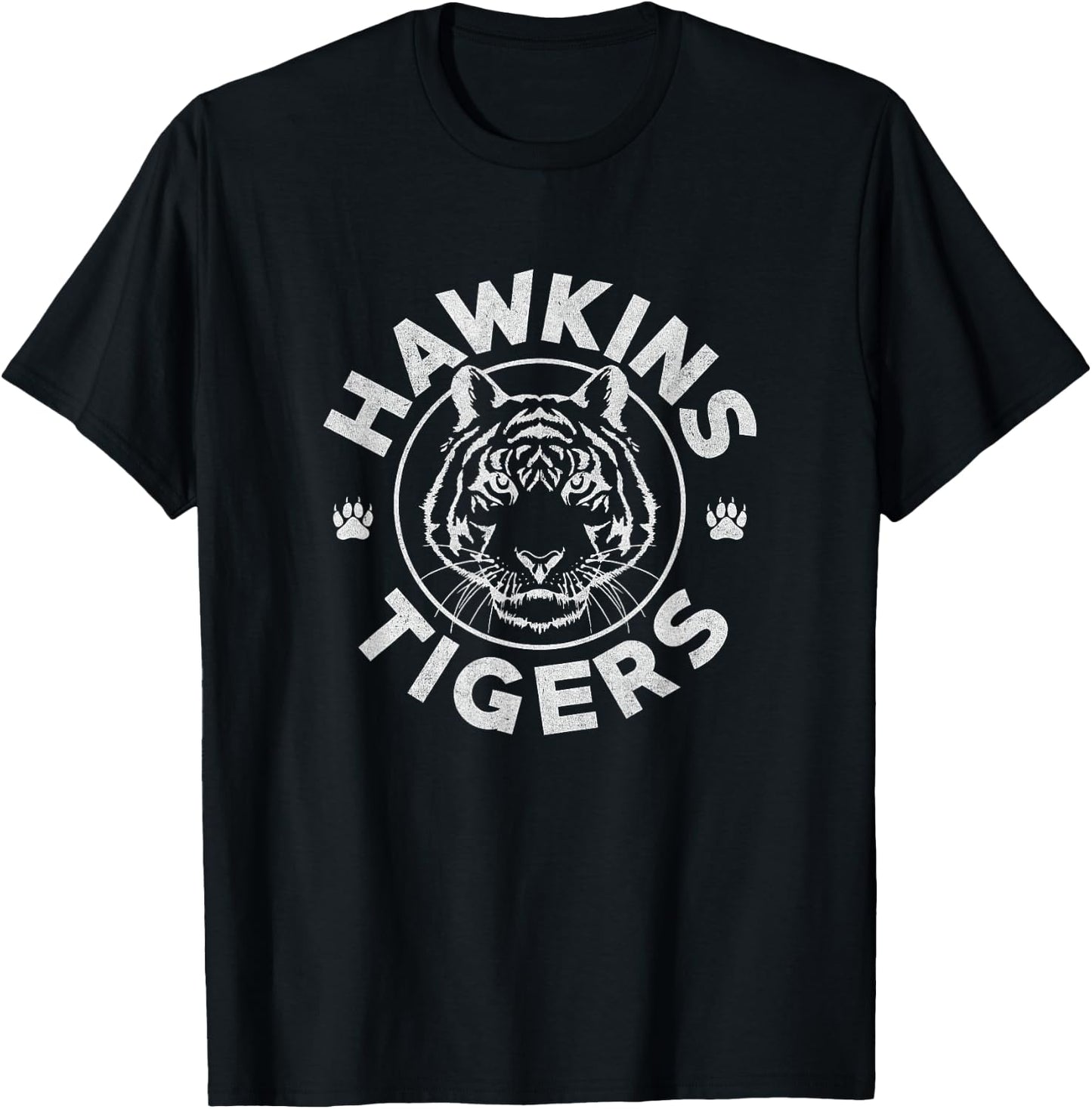 Stranger Things Vintage Hawkins Tigers School Collegiate T-Shirt - T-Shirt | Black