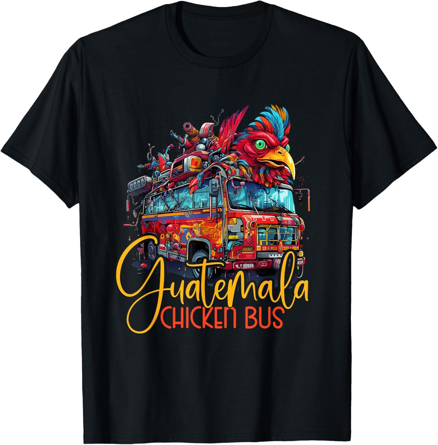 Guatemala Travel Funny Guatemalan Chicken Bus Chapin Chapina T-Shirt - T-Shirt | Black