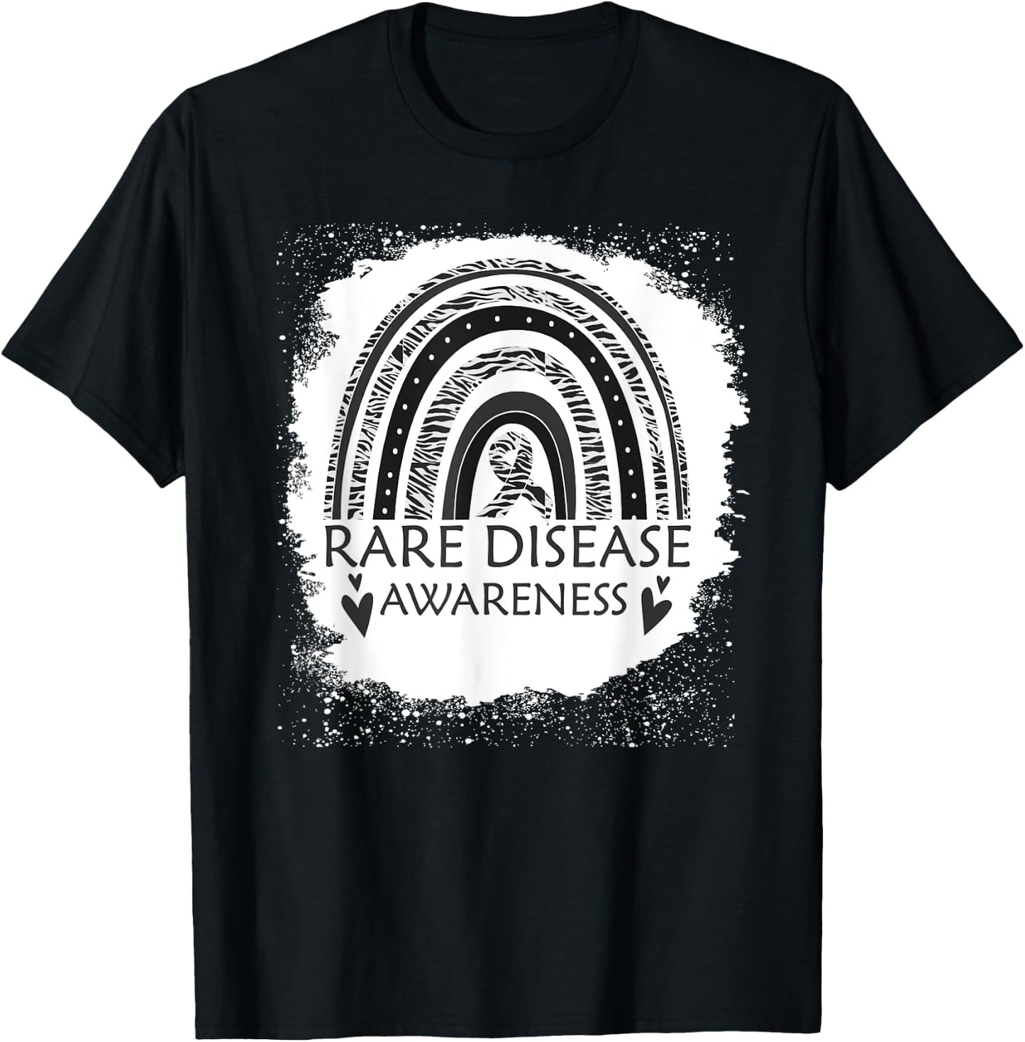 Rare Disease Awareness Bleached Rainbow Zebra Ribbon Men T-Shirt - T-Shirt | Black