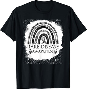 Rare Disease Awareness Bleached Rainbow Zebra Ribbon Men T-Shirt - T-Shirt | Black