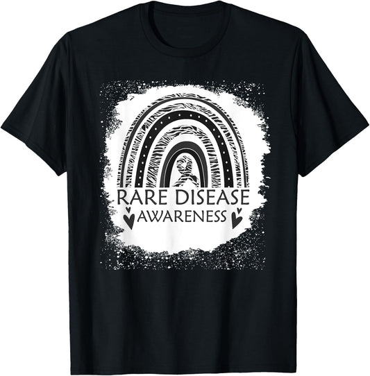 Rare Disease Awareness Bleached Rainbow Zebra Ribbon Men T-Shirt - T-Shirt | Black