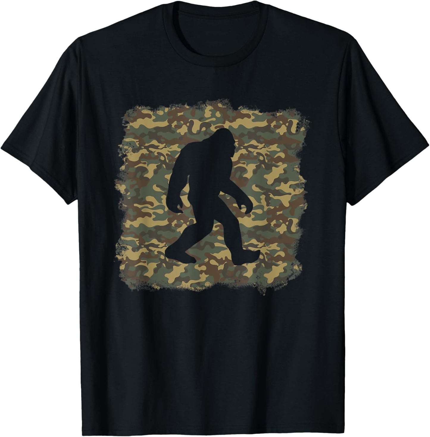 Camouflage Bigfoot Sasquatch Camo Army Pattern Big Foot T-Shirt - T-Shirt | Black