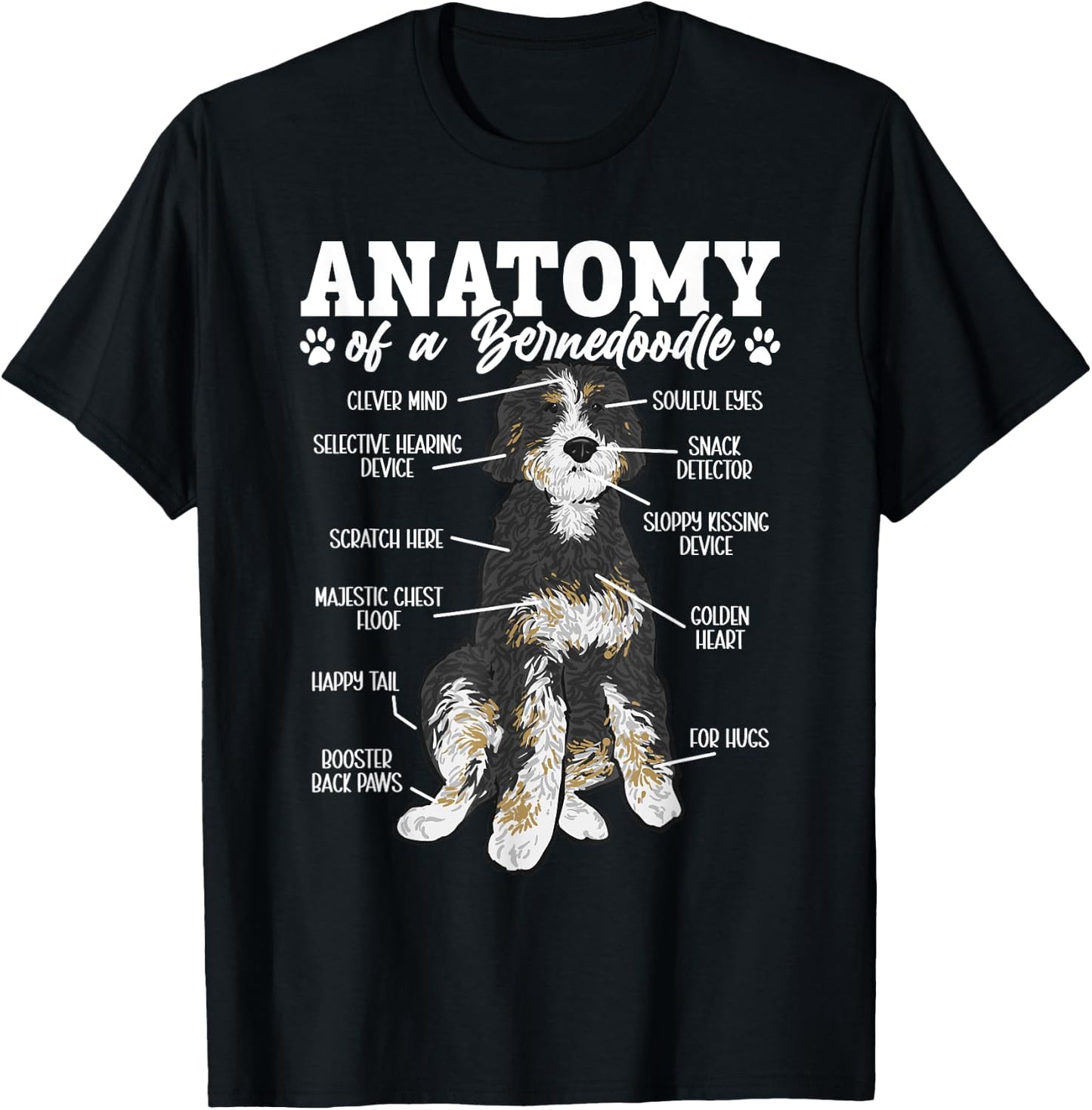 Bernedoodle Dog Anatomy Of A Bernedoodle T-Shirt - T-Shirt | Black