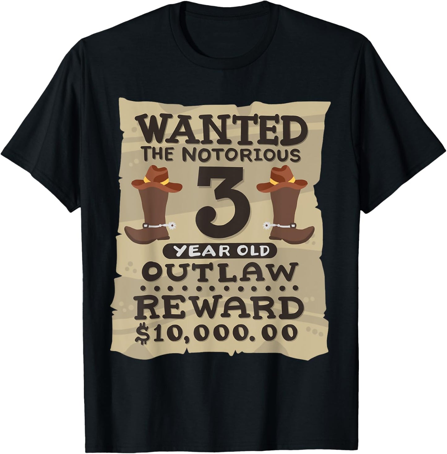 3 Year Old Cowboy 3rd Birthday Party Wild West Western Kids T-Shirt - T-Shirt | Black