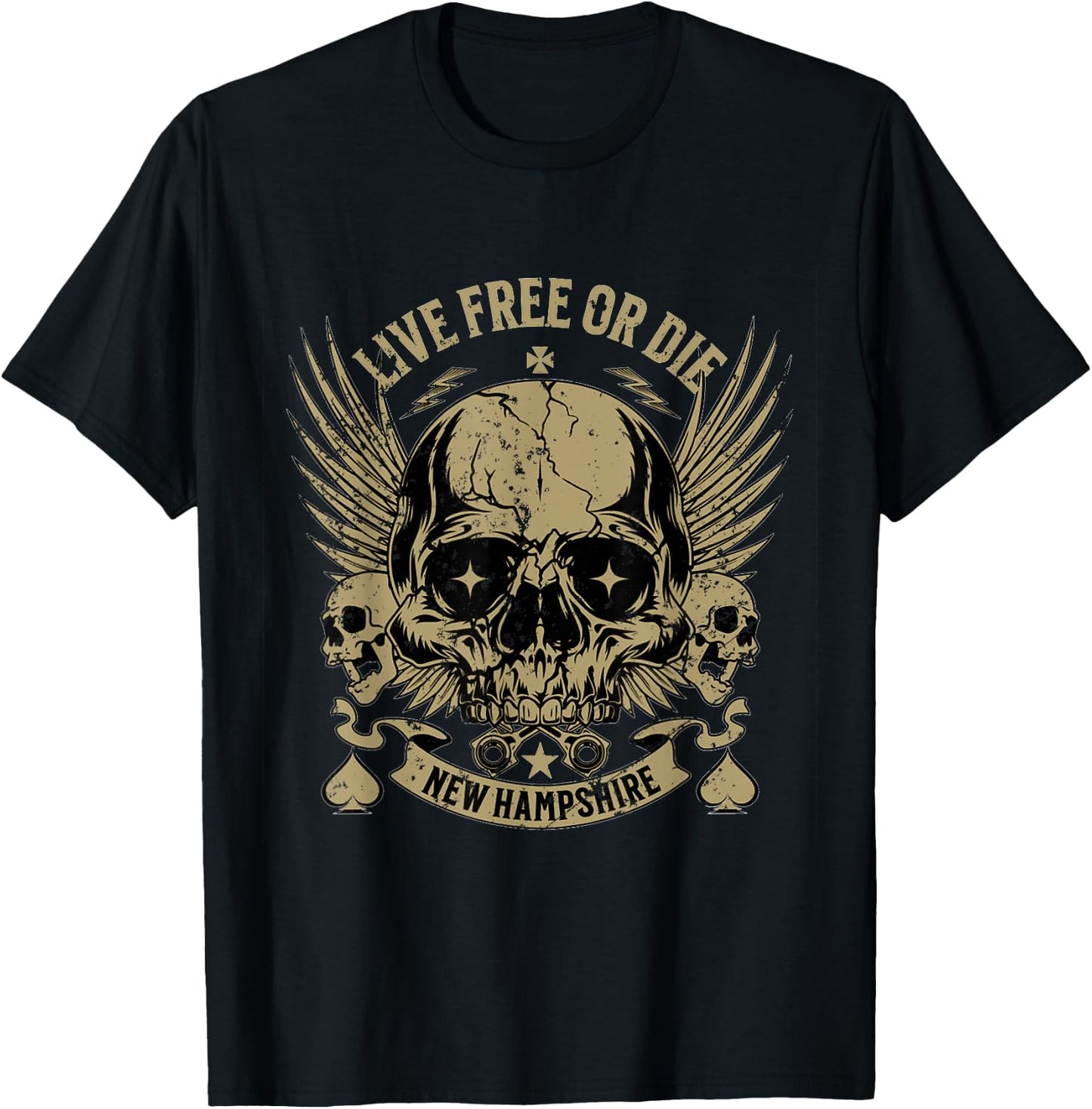 Live Free or Die Retro New Hampshire Nature Graphic T-Shirt - T-Shirt | Black