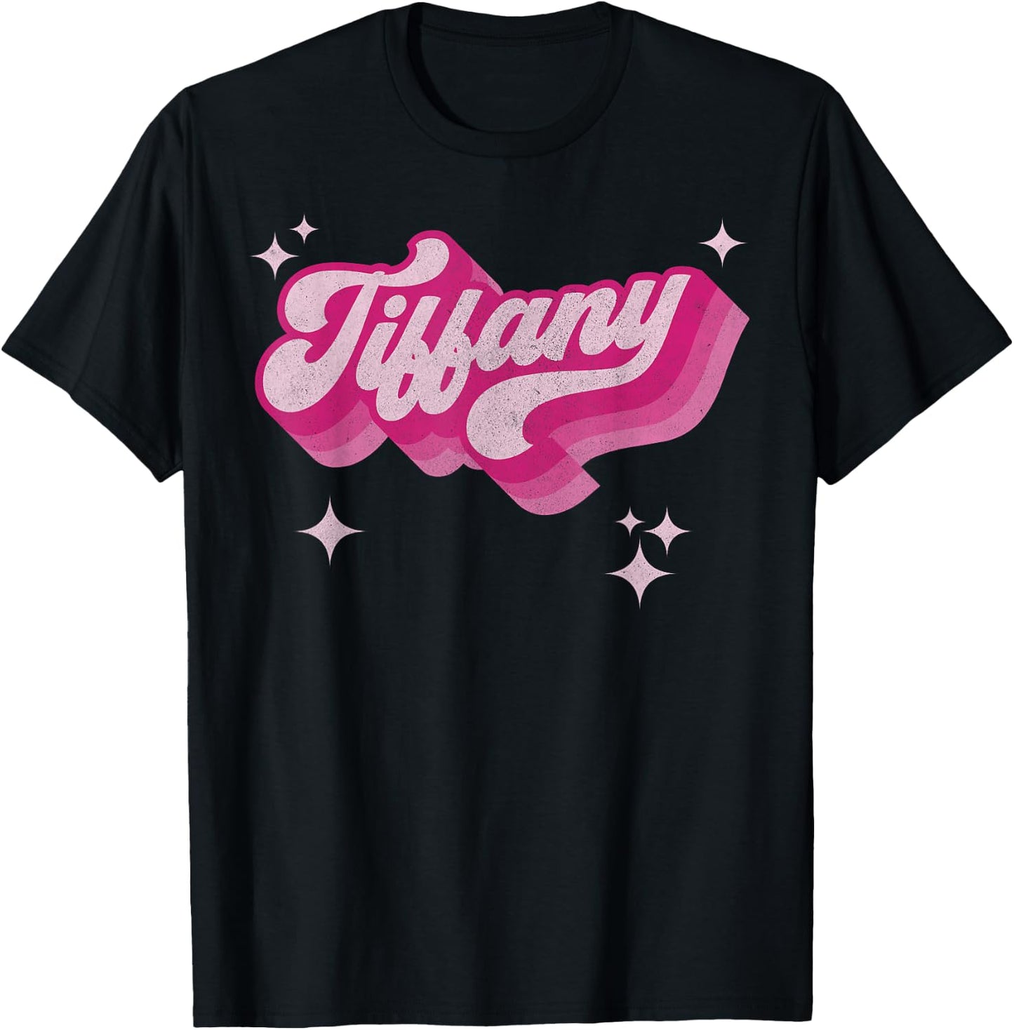 Tiffany First Name Girl Vintage Style 70s Personalized Retro T-Shirt - T-Shirt | Black