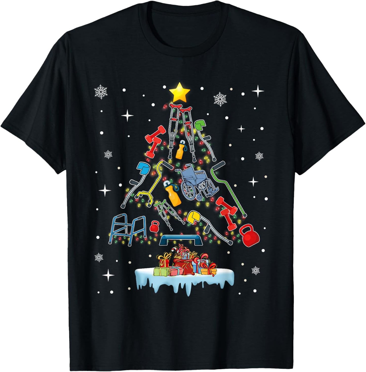 Physical Therapy Christmas PT Therapist Christmas Tree xmas T-Shirt - T-Shirt | Black