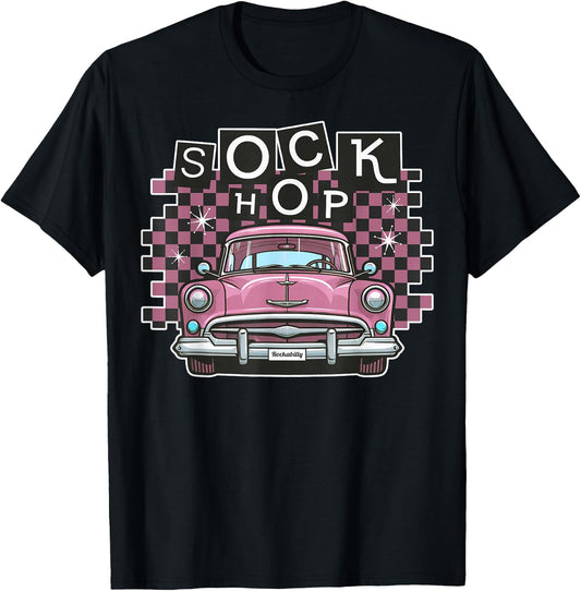 Sock Hop 50s Classic Car Nostalgia 1950s Greaser T-Shirt - T-Shirt | Black