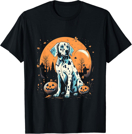 Dalmatian Pumpkin Halloween Costume Dog Puppy Men Women Kids T-Shirt - T-Shirt | Black