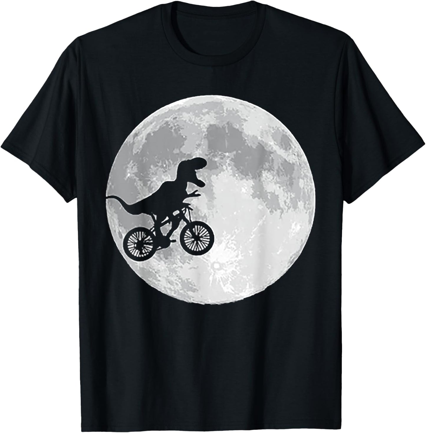Dinosaur Bike and Moon T-Shirt - T-Shirt | Black
