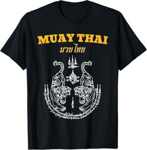 Martial Art Sak Yant Muay Thai Language MMA Tattoo Tiger T-Shirt - T-Shirt | Black