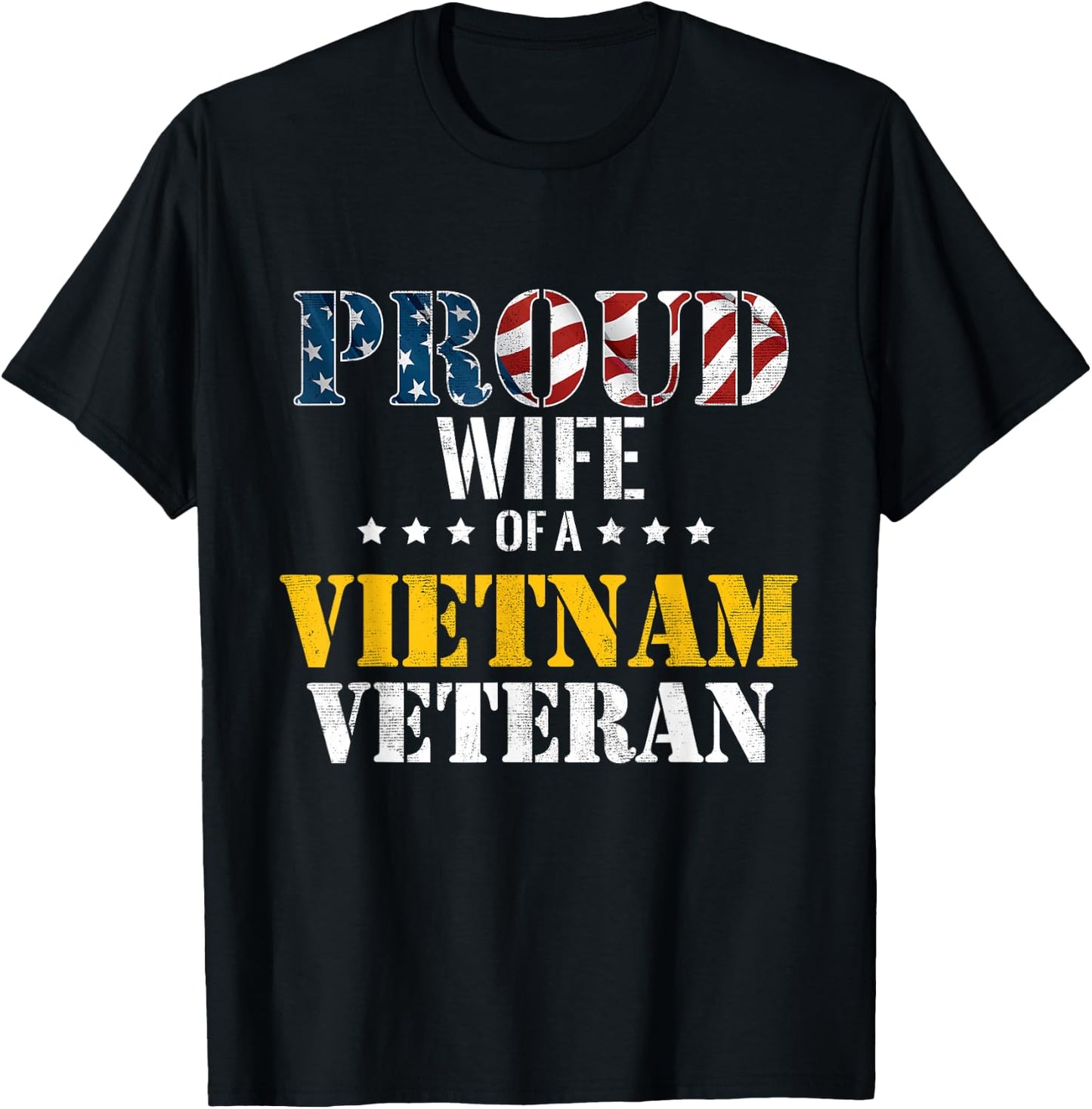 Proud Wife Of A Vietnam Veteran Shirt | US Veterans Day T-Shirt - T-Shirt | Black
