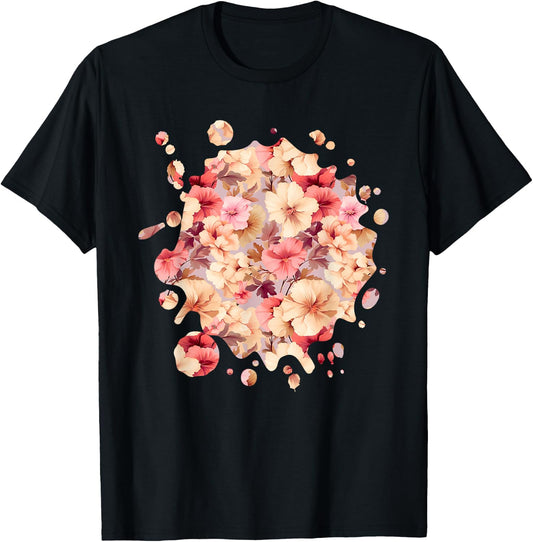 Cute Hollyhock Inspired Flower Plant Lover Gardener women T-Shirt - T-Shirt | Black