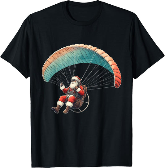 Paragliding Santa Extreme Hobbies Sports Christmas Pajama T-Shirt - T-Shirt | Black