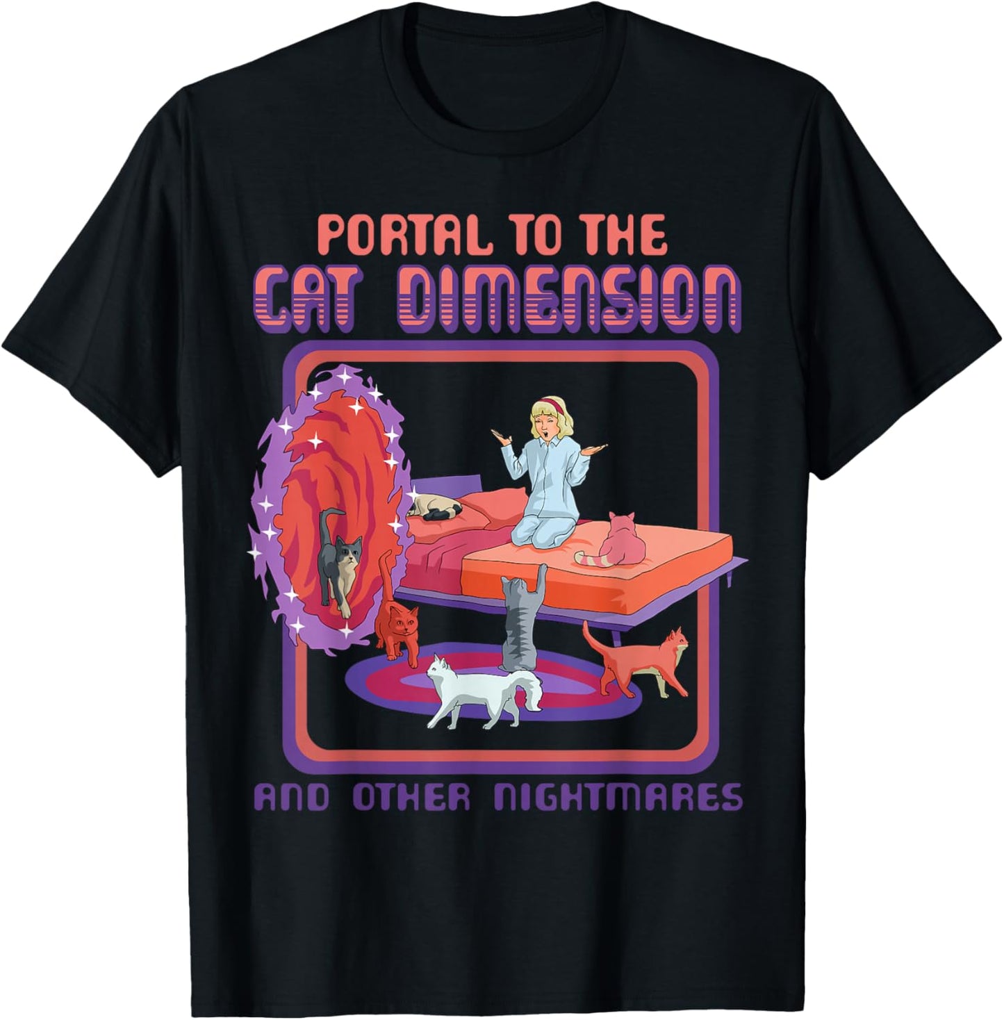 Portal To The Cat Dimension Funny Cat Kitten Lover Men Women T-Shirt - T-Shirt | Black