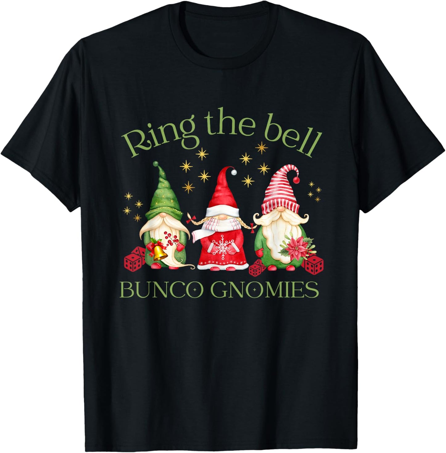 Ring the Bell Bunco Gnomies Bunco Christmas Gnomes T-Shirt - T-Shirt | Black
