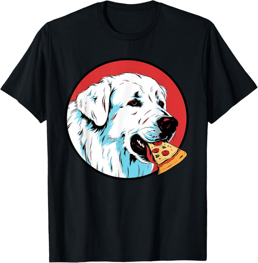 Great Pyrenees Pizza Funny Dog Food T-Shirt - T-Shirt | Black