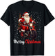 Merry Christmas Santa Riding Motorcycle Biker Xmas Party T-Shirt - T-Shirt | Black