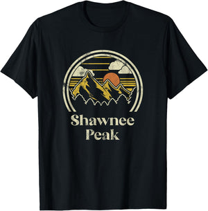 Shawnee Peak Mountains Maine Hiking Outdoors Retro T-Shirt - T-Shirt | Black