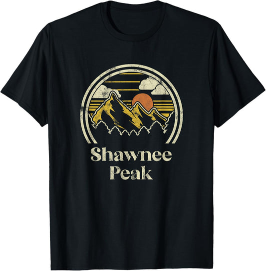 Shawnee Peak Mountains Maine Hiking Outdoors Retro T-Shirt - T-Shirt | Black