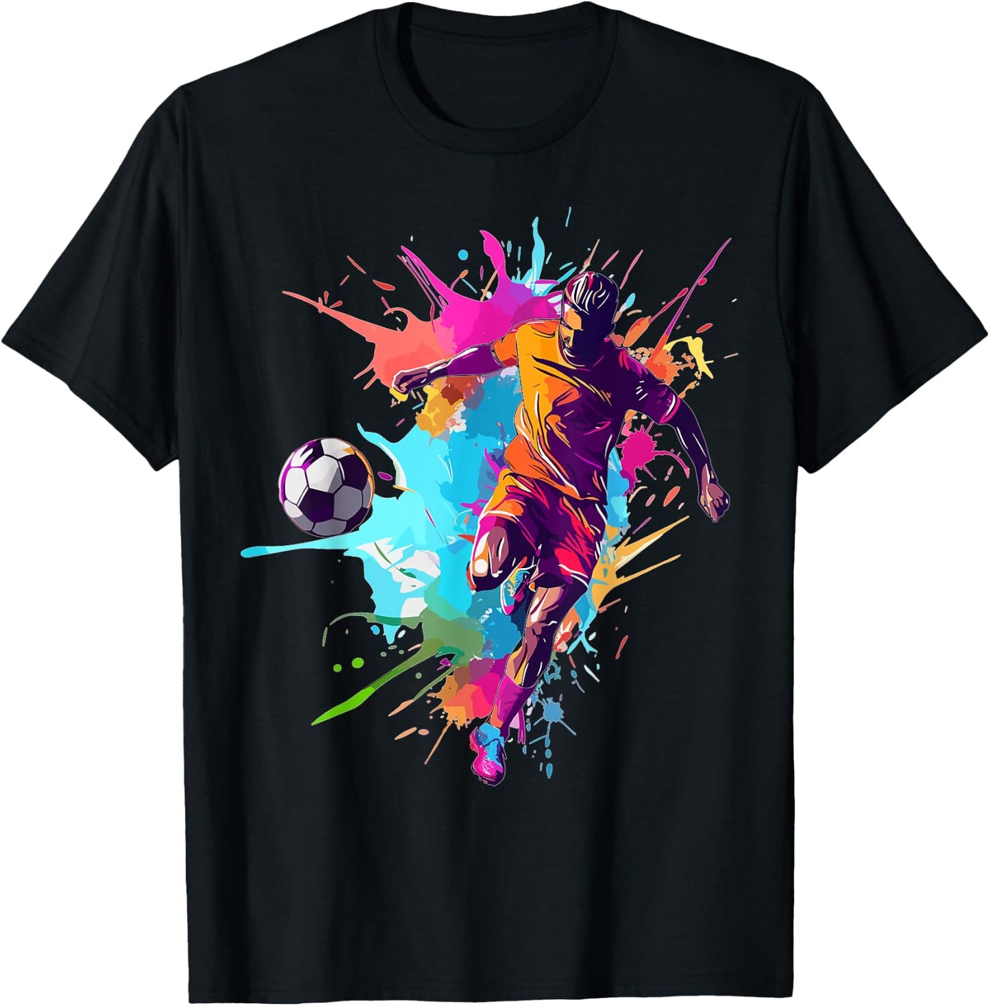 Soccer Player Paint Splash T-Shirt - T-Shirt | Black