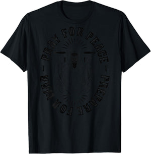 Pray For Peace Prepare For War Funny Jesus In Back T-Shirt - T-Shirt | Black