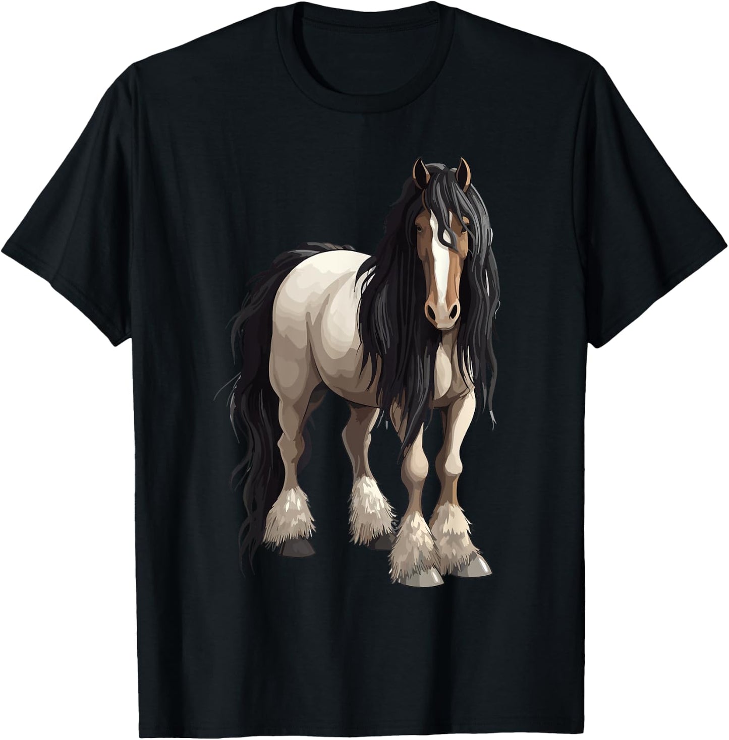Black Gypsy Vanner Horse Lover Riding Equestrian T-Shirt - T-Shirt | Black