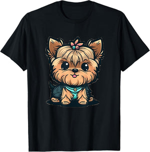 Funny Yorkshire Terrier Cute Puppy T-Shirt - T-Shirt | Black