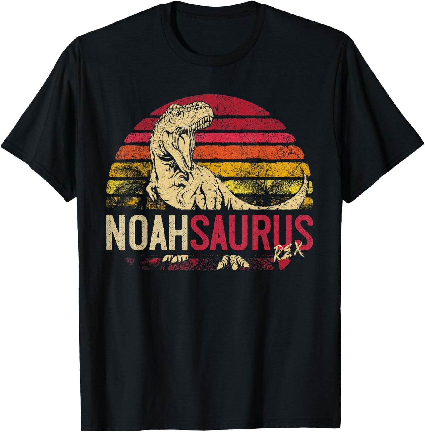 Noah Saurus Funny Personalized Dinosaur T Rex Name Boys Gift T-Shirt - T-Shirt | Black