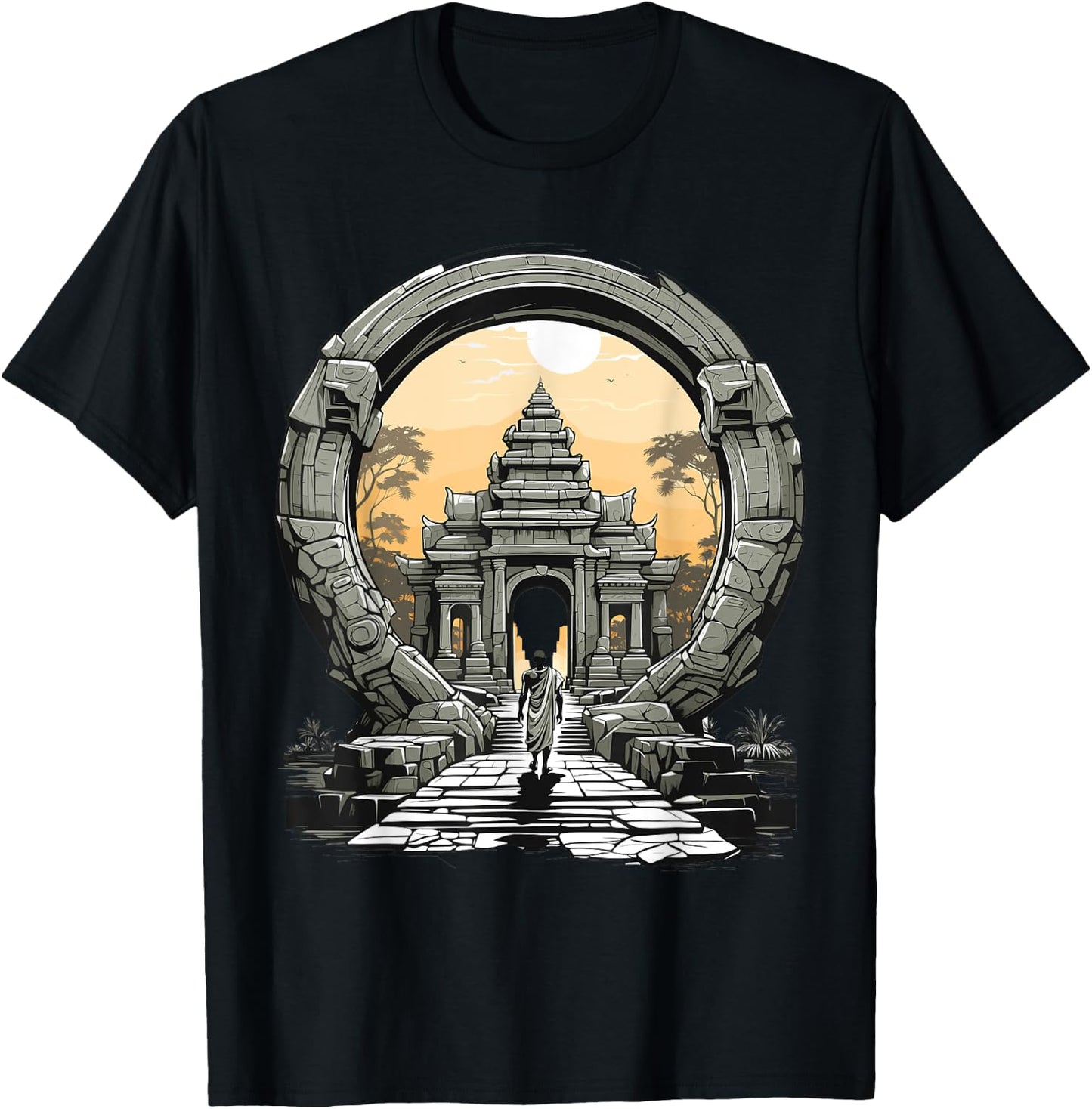 Other wordly Ancient Mysteries Angkor Wat Stargate Portal T-Shirt - T-Shirt | Black