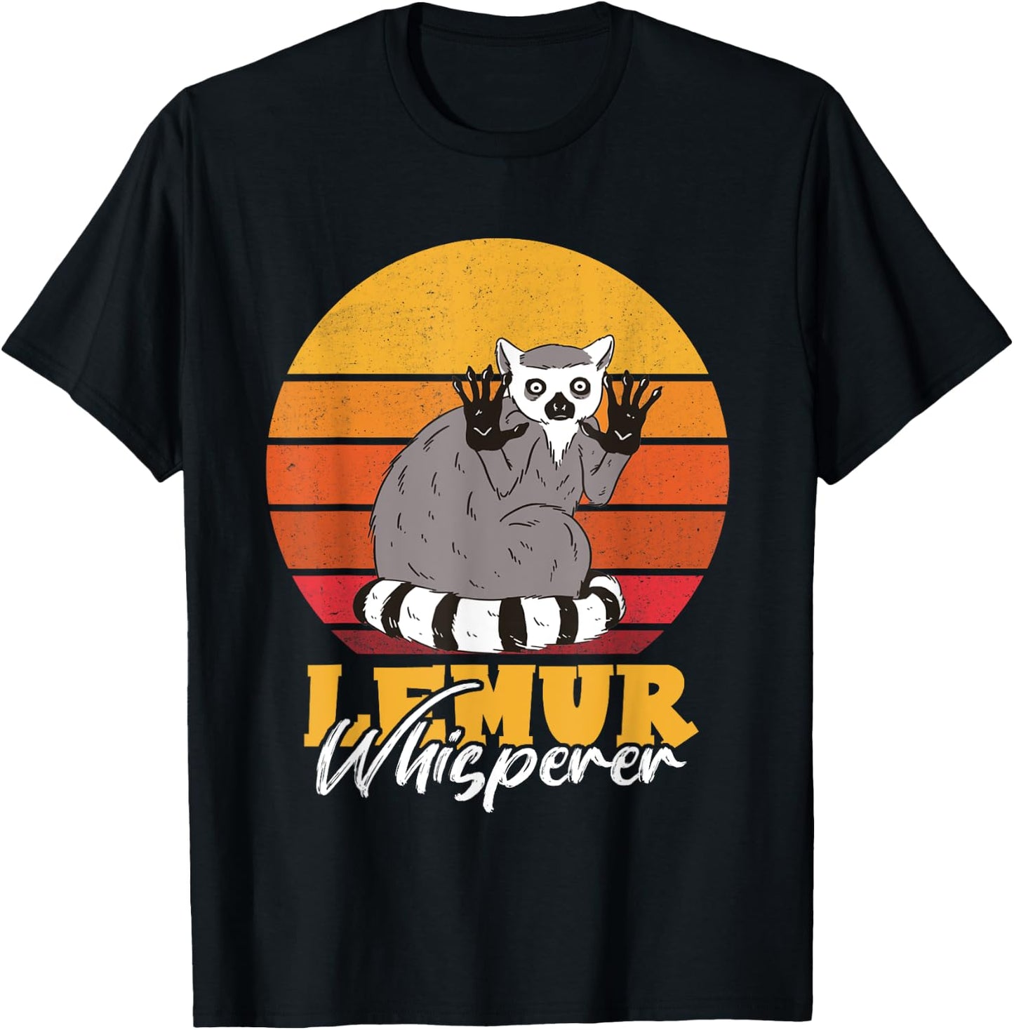 Lemur Cute Lemur Monkey Powered By Lemur Madagascar Animal T-Shirt - T-Shirt | Black