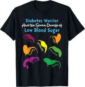 Diabetes Warrior And The Seven Dwarfs Of Low Blood Sugar T-Shirt - T-Shirt | Black