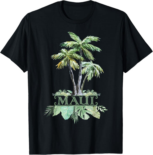 Maui Palms Jungle Rainforest Souvenir Hawaii Gift Travel T-Shirt - T-Shirt | Black